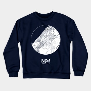 Rabat, Morocco City Map - Full Moon Crewneck Sweatshirt